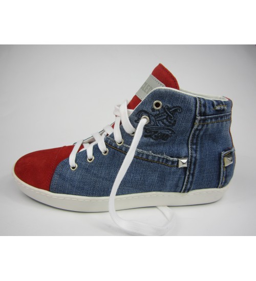 Deluxe handmade sneakers red suede leather